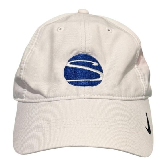 Nike Golf Hat Cap Strap Back White Blue Embroidered S Dad Hat One Size Mens - Picture 1 of 8
